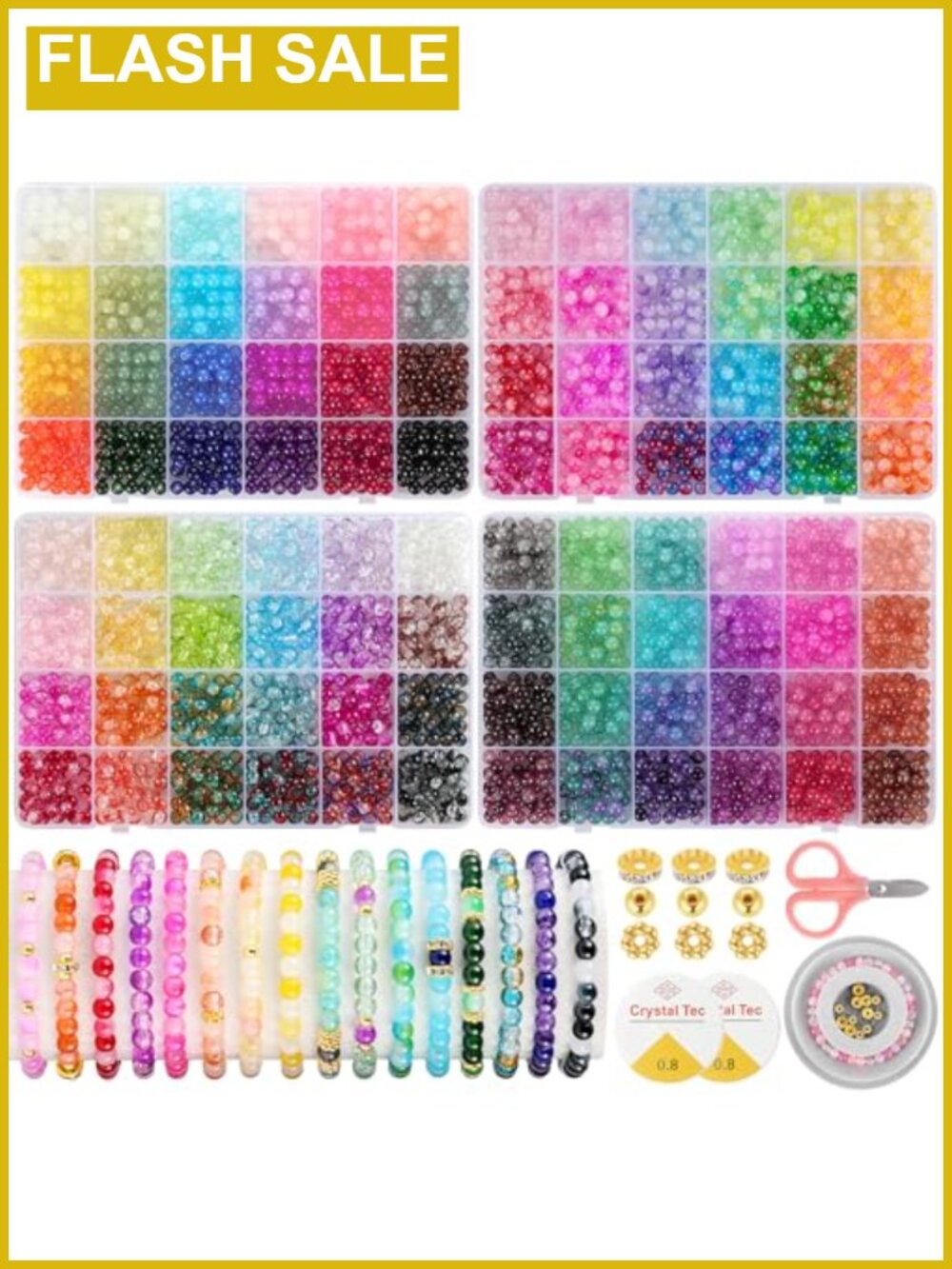 6mm Glass Beads Bracelet Making Kit 3524pcs 96 Colors